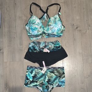 Victorias Secrets Tropical Leaf Print Lingerie Set